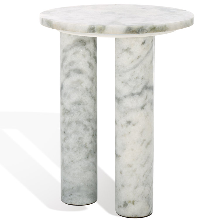 White Marble Round Three-Leg Accent Table