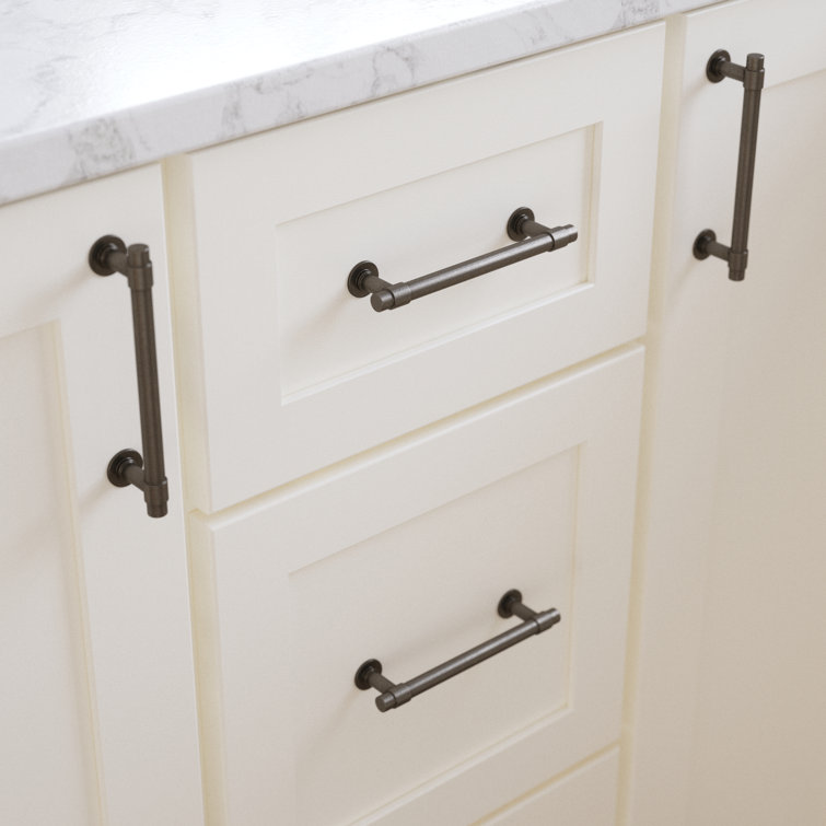 Soft Iron and Brass Bar Drawer Pulls with Installation Hardware, 5-Pack