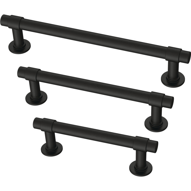 Matte Black Brass Bar Pulls with Mounting Hardware Set