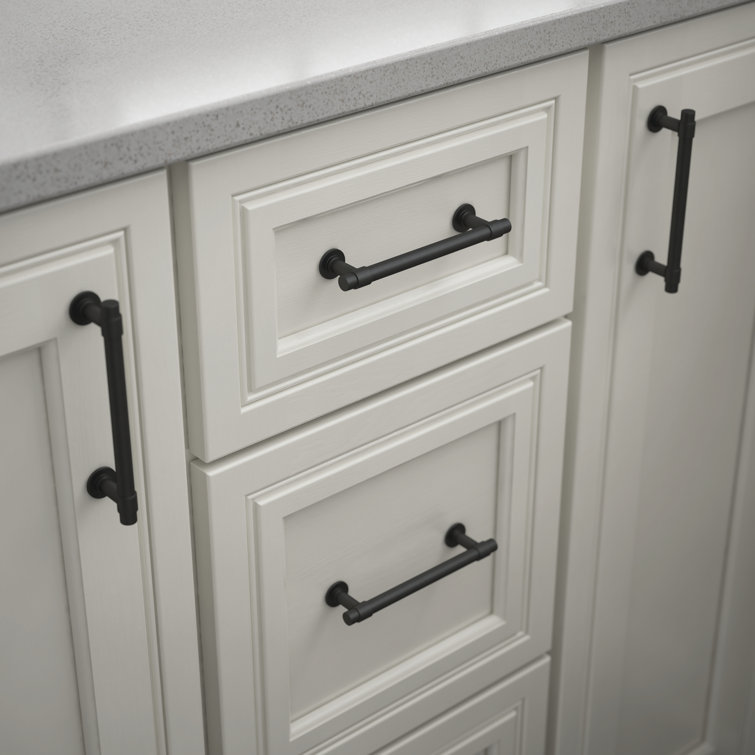 Matte Black Brass Bar Pulls with Mounting Hardware Set