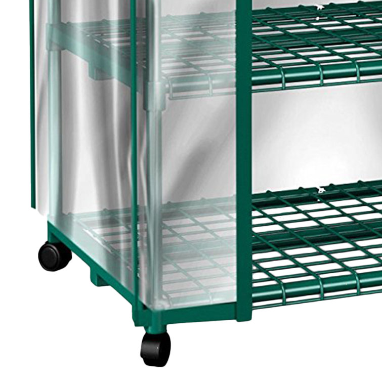Green 4-Tier Portable Mini Greenhouse with Clear PVC Cover