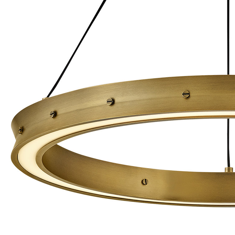 Althea Lacquered Brass LED Ring Chandelier with Etched Diffuser