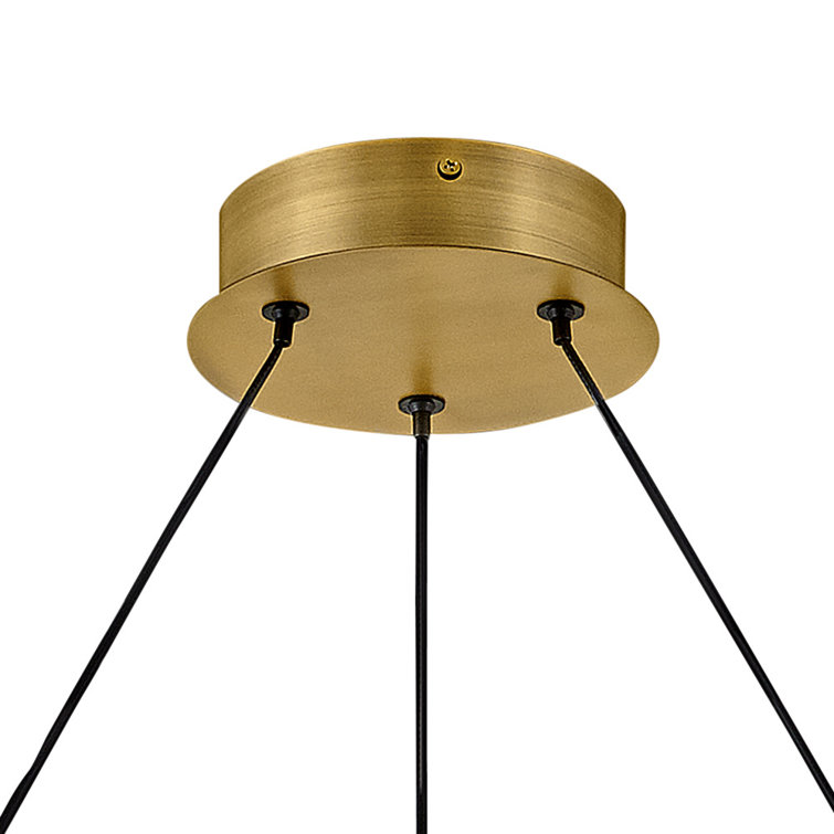Althea Lacquered Brass LED Ring Chandelier with Etched Diffuser