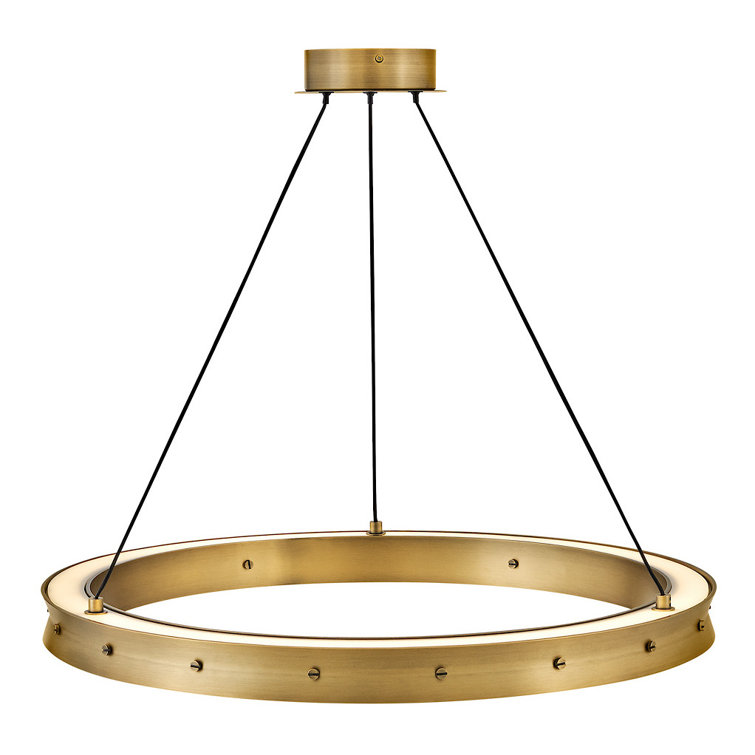 Althea Lacquered Brass LED Ring Chandelier with Etched Diffuser