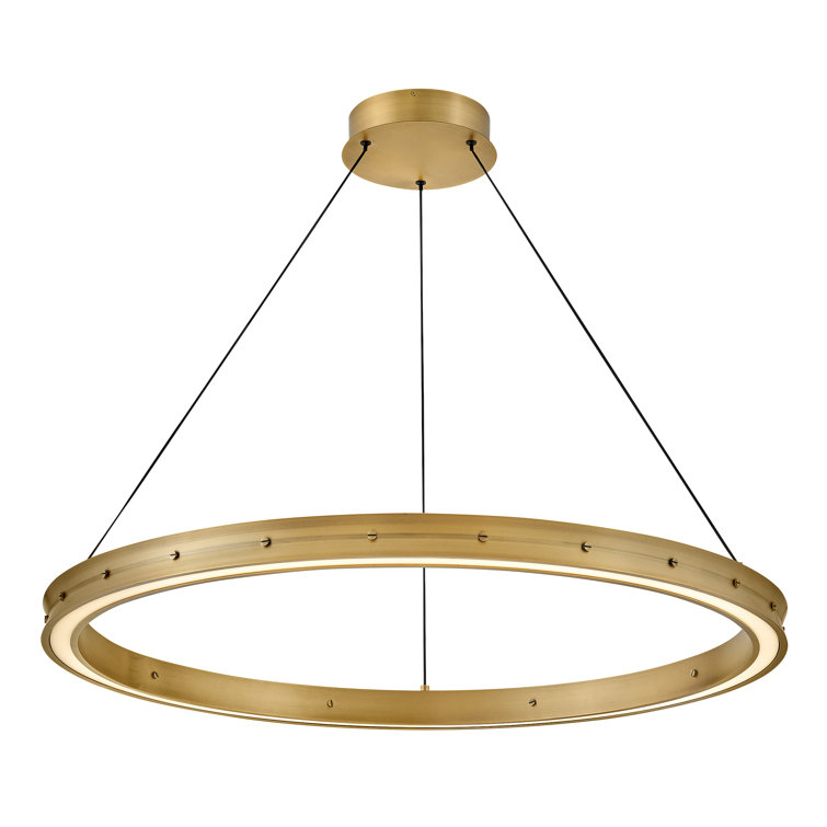 Althea Lacquered Brass LED Ring Chandelier with Etched Diffuser