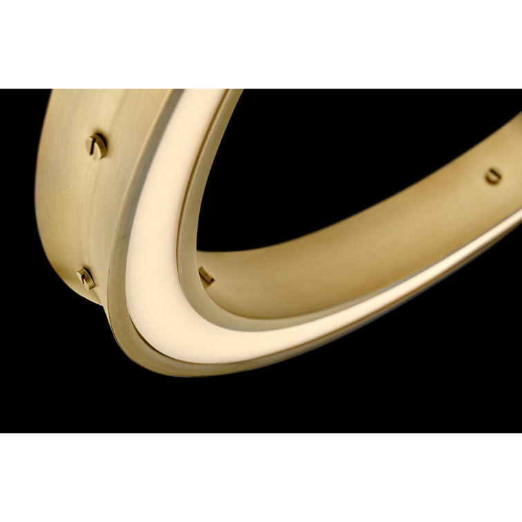 Althea Lacquered Brass LED Ring Chandelier with Etched Diffuser
