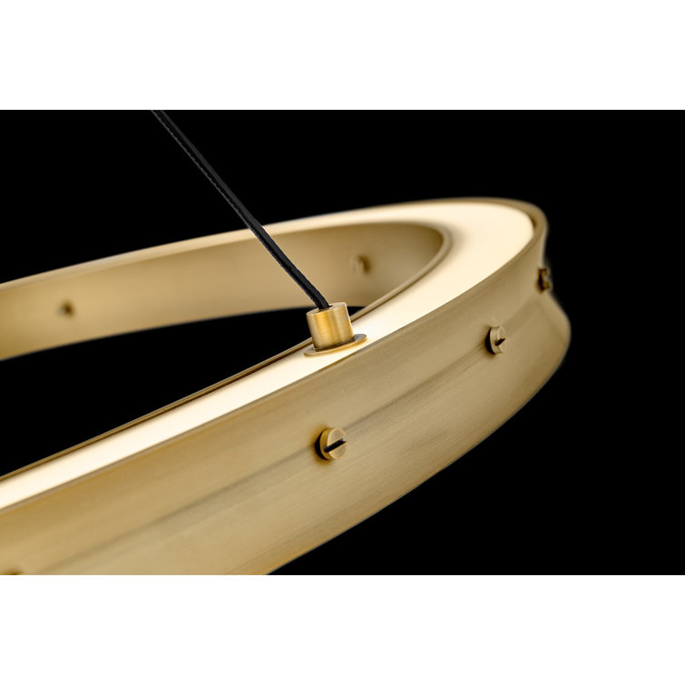 Althea Lacquered Brass LED Ring Chandelier with Etched Diffuser
