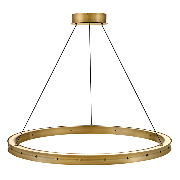Althea Lacquered Brass LED Ring Chandelier with Etched Diffuser
