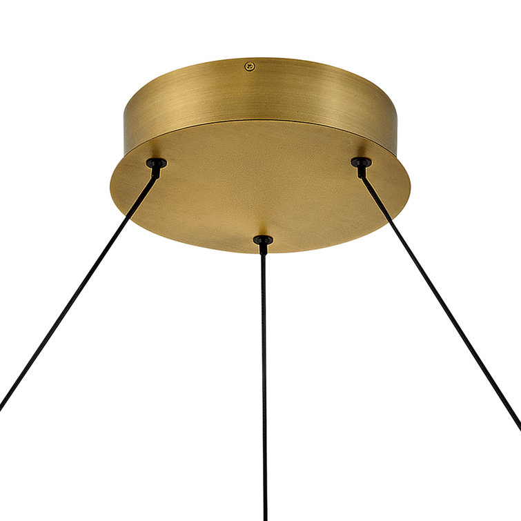 Althea Lacquered Brass LED Ring Chandelier with Etched Diffuser