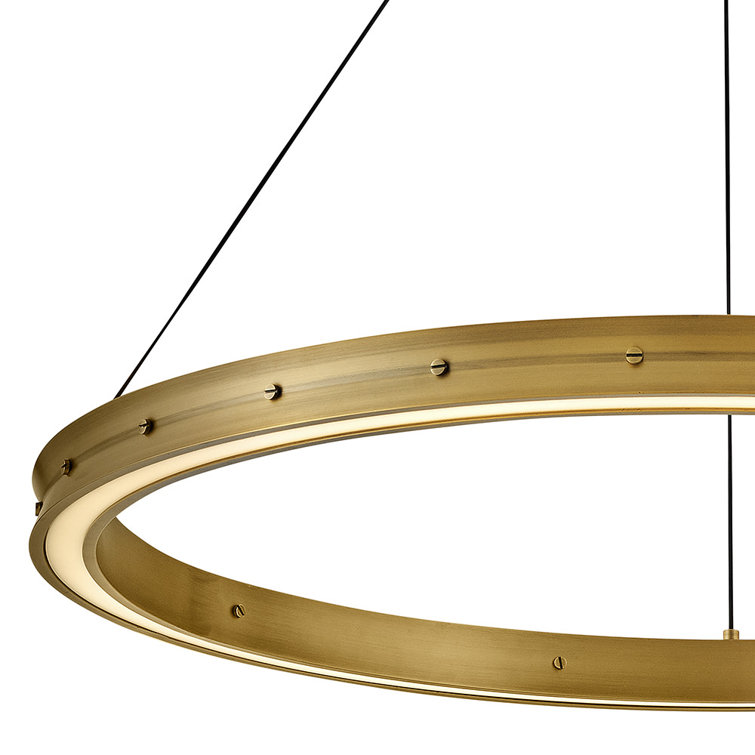 Althea Lacquered Brass LED Ring Chandelier with Etched Diffuser