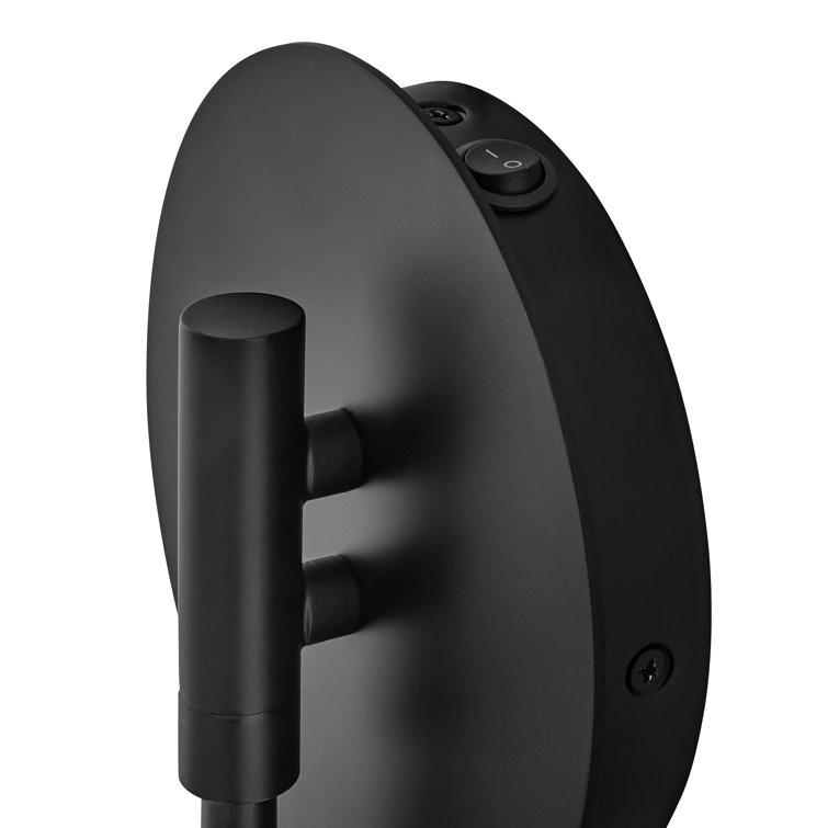 Black Steel Swing Arm Sconce with Opal Glass Shade