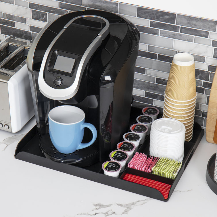 Compact Black Coffee Pod Organizer Tray for Countertop Use