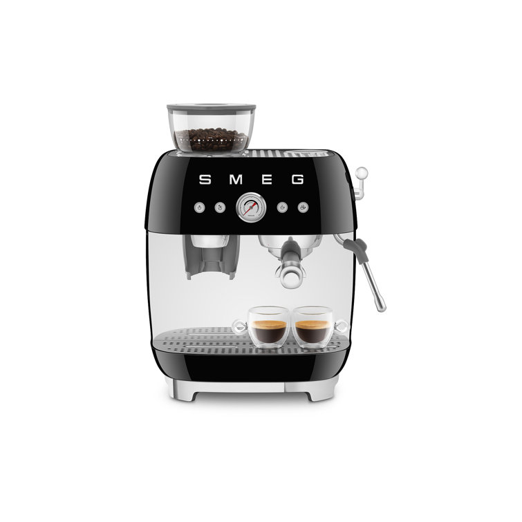 Black Semi-Automatic Espresso Machine with Grinder and Steam Wand