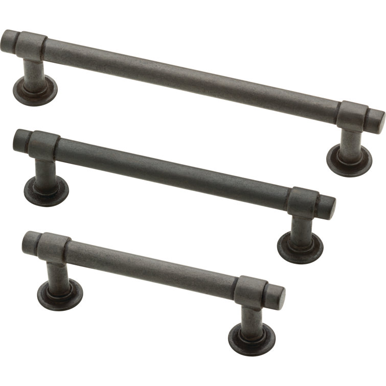 Soft Iron and Brass Bar Drawer Pulls with Installation Hardware, 5-Pack