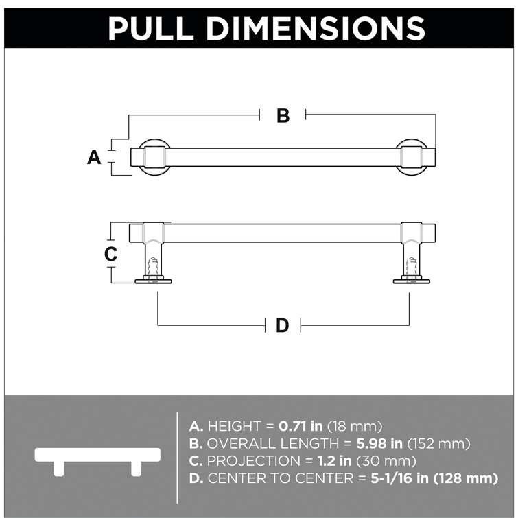 Soft Iron and Brass Bar Drawer Pulls with Installation Hardware, 5-Pack