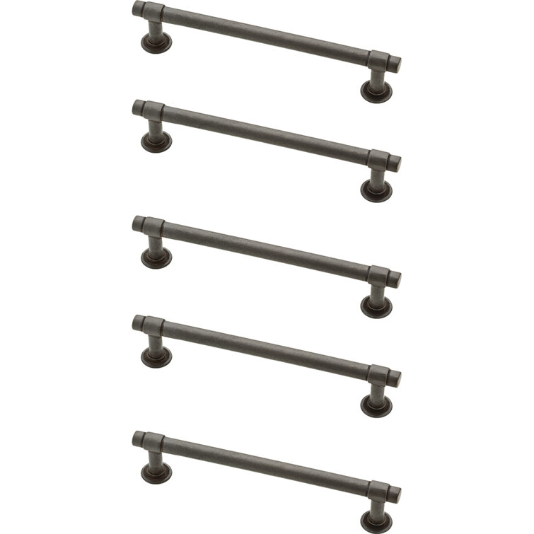 Soft Iron and Brass Bar Drawer Pulls with Installation Hardware, 5-Pack