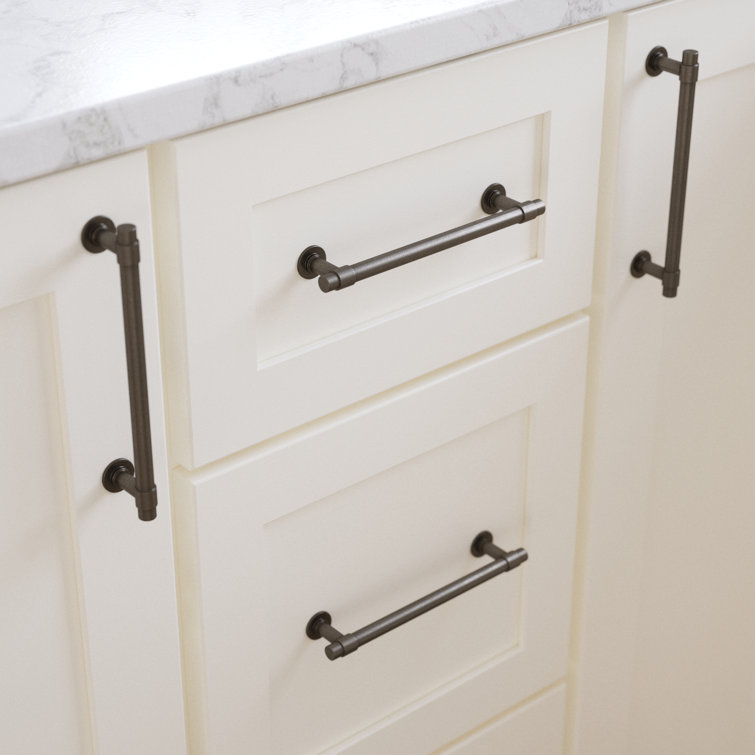 Soft Iron and Brass Bar Drawer Pulls with Installation Hardware, 5-Pack