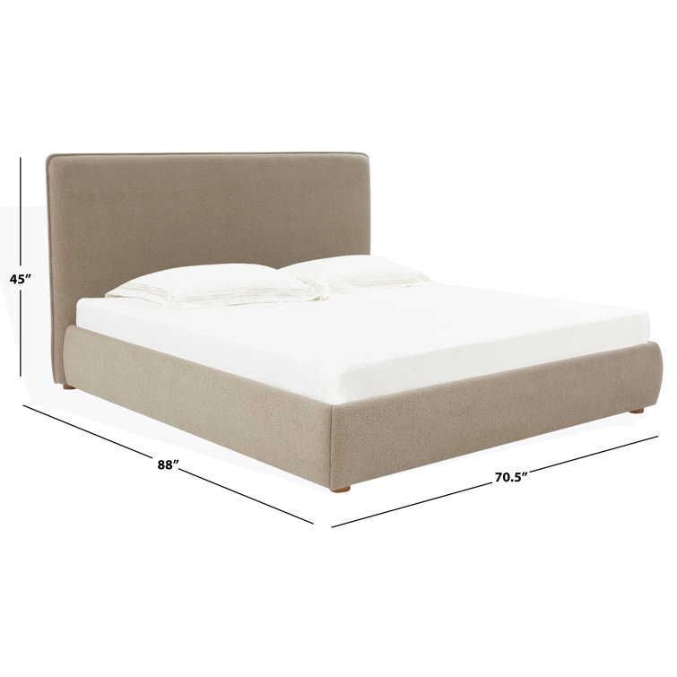 Queen Brown Faux Shearling Upholstered Bed with Headboard