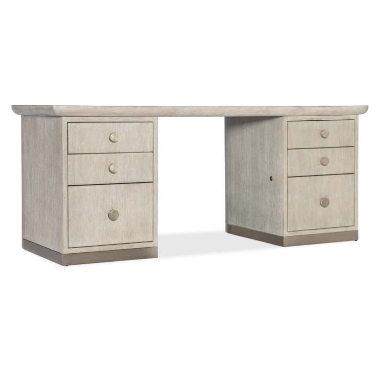 Diamond Finish Brown Wood Executive Desk with Drawers and Filing Cabinet
