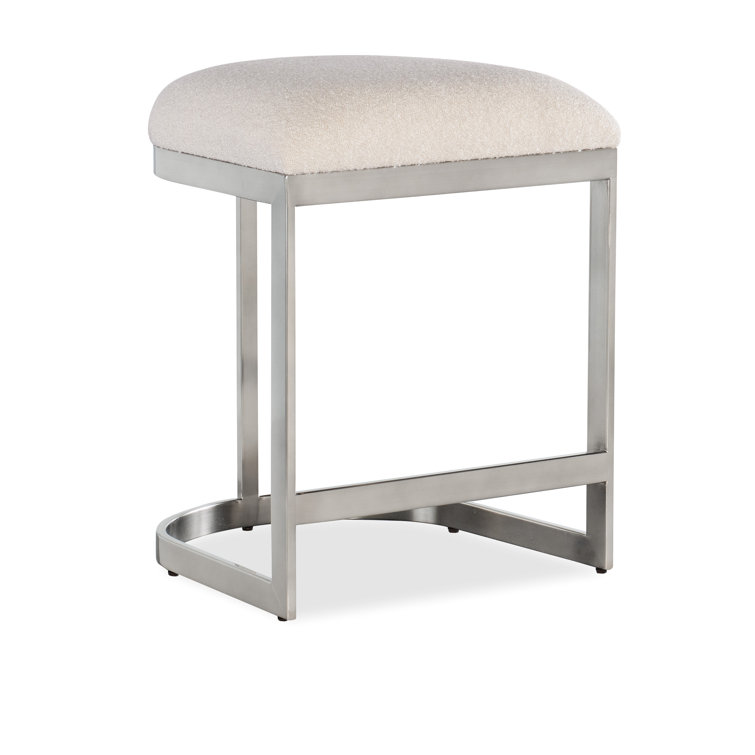 Cream Upholstered Backless Counter Stool with Metal Frame