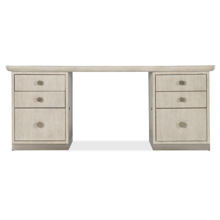Diamond Finish Brown Wood Executive Desk with Drawers and Filing Cabinet