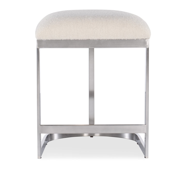 Cream Upholstered Backless Counter Stool with Metal Frame