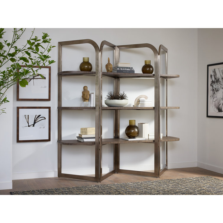 Modern Mood 78" Brown/Gray Oak and Metal Etagere