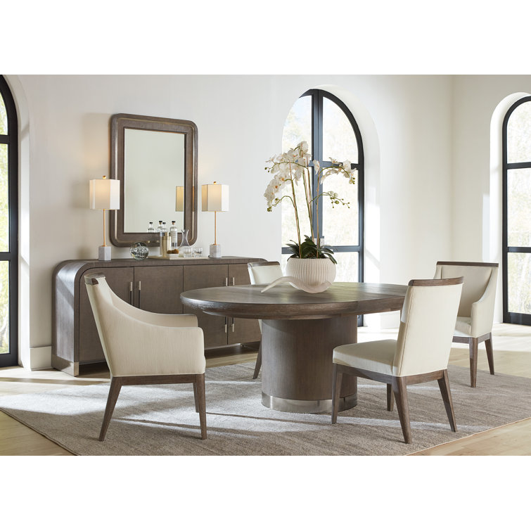 Modern Light Brown Oak Extendable Round Dining Table