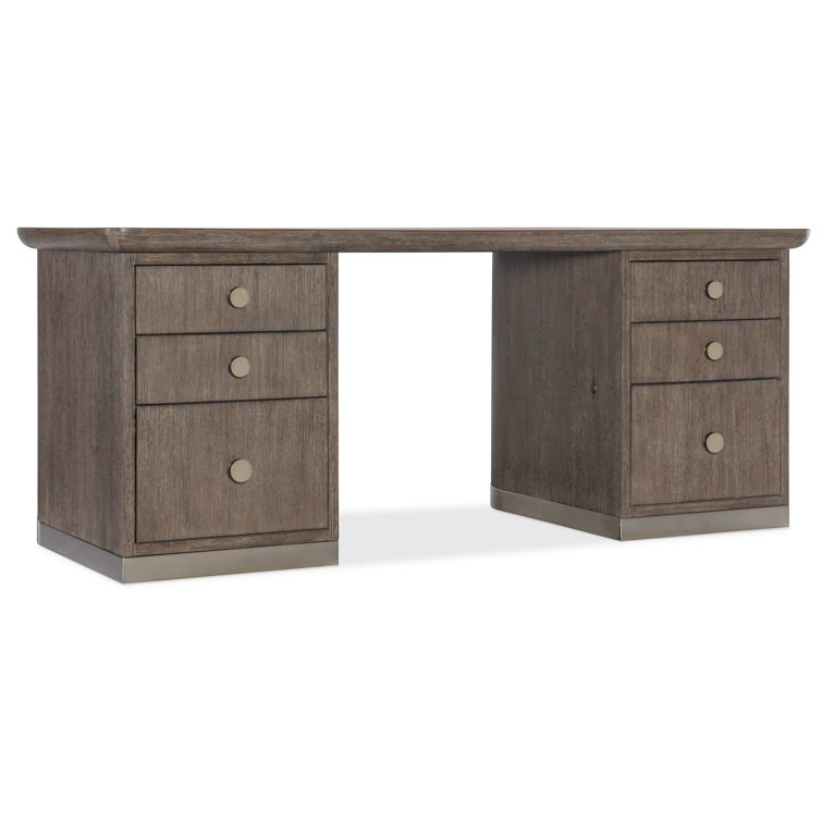 Modern Mink Solid Wood Executive Desk with Drawers and Filing Cabinet