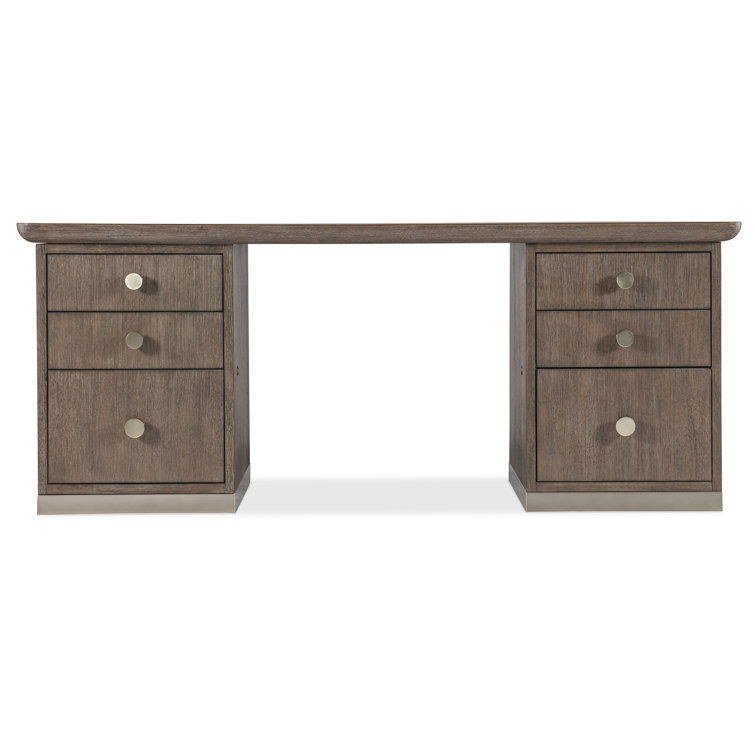 Modern Mink Solid Wood Executive Desk with Drawers and Filing Cabinet