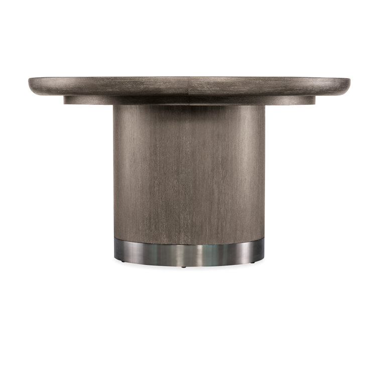 Modern Light Brown Oak Extendable Round Dining Table