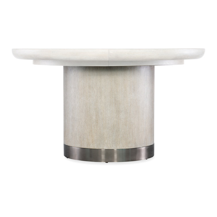 Modern Light Brown Oak Extendable Round Dining Table