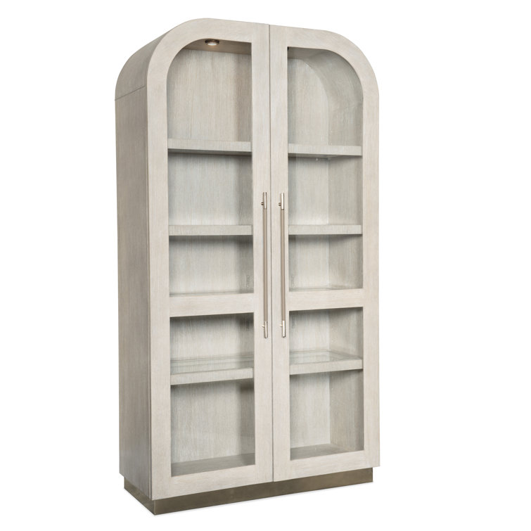 Diamond Finish Oak Veneer Lighted Display Cabinet