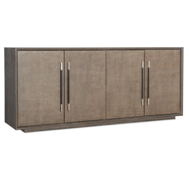 Mink Brown Oak Veneer Media Console with Cabinet