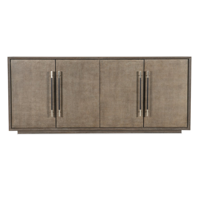 Mink Brown Oak Veneer Media Console with Cabinet