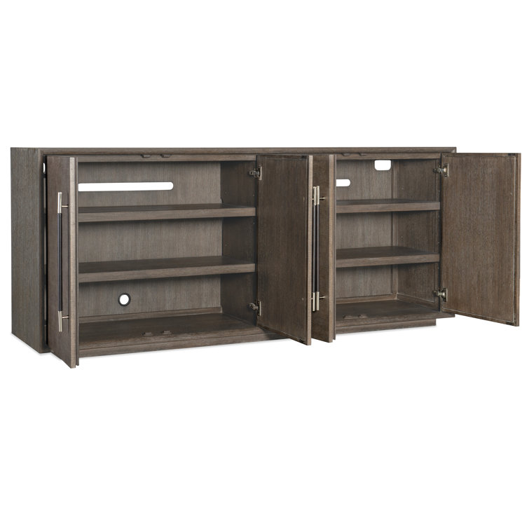 Mink Brown Oak Veneer Media Console with Cabinet