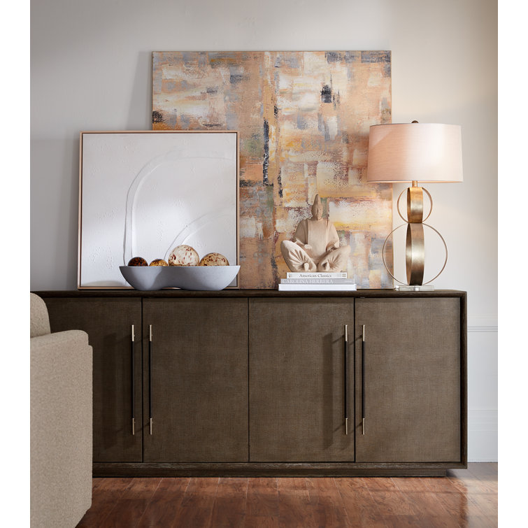 Mink Brown Oak Veneer Media Console with Cabinet