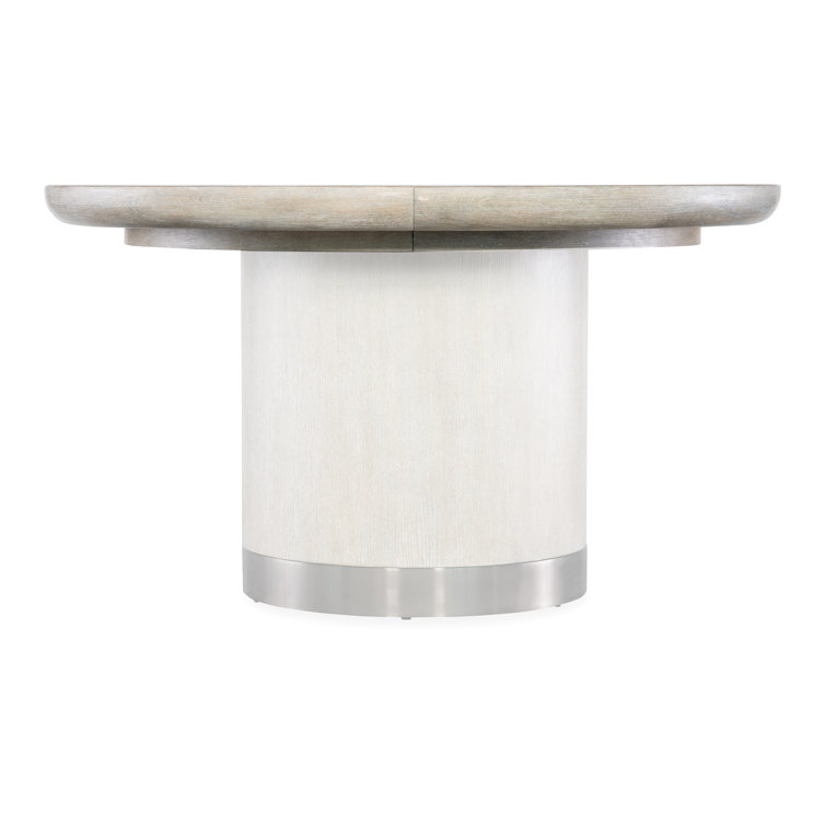 Modern Light Brown Oak Extendable Round Dining Table