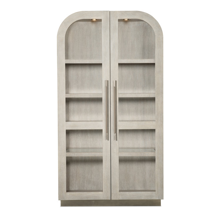 Diamond Finish Oak Veneer Lighted Display Cabinet