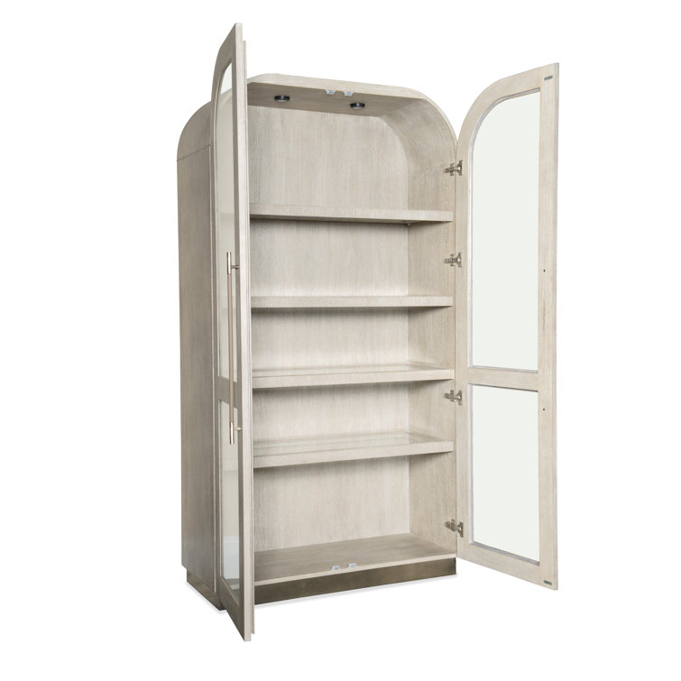 Diamond Finish Oak Veneer Lighted Display Cabinet