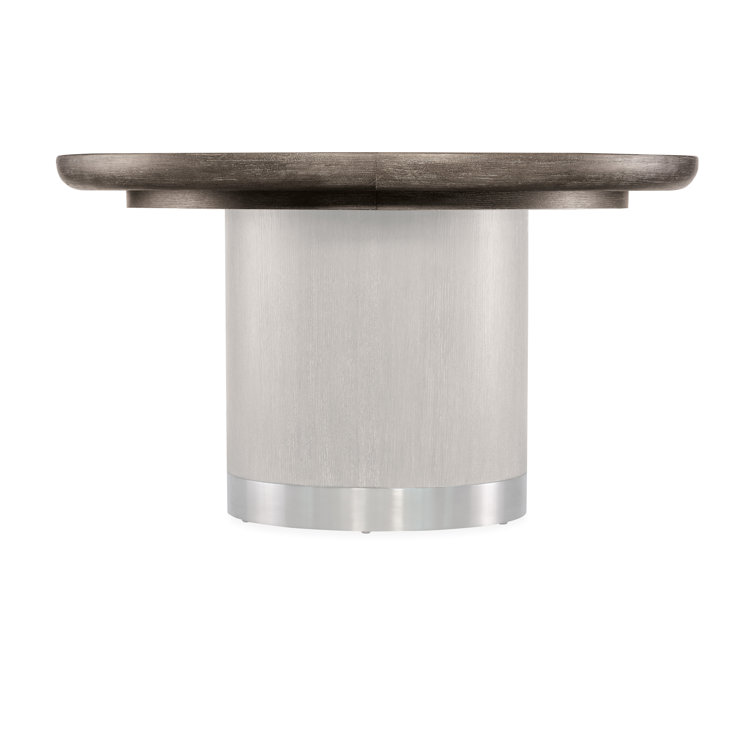 Modern Light Brown Oak Extendable Round Dining Table