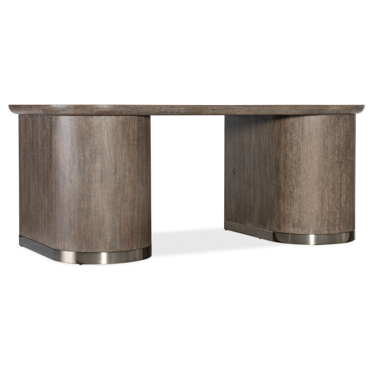 Modern Mink Solid Wood Executive Desk with Drawers and Filing Cabinet