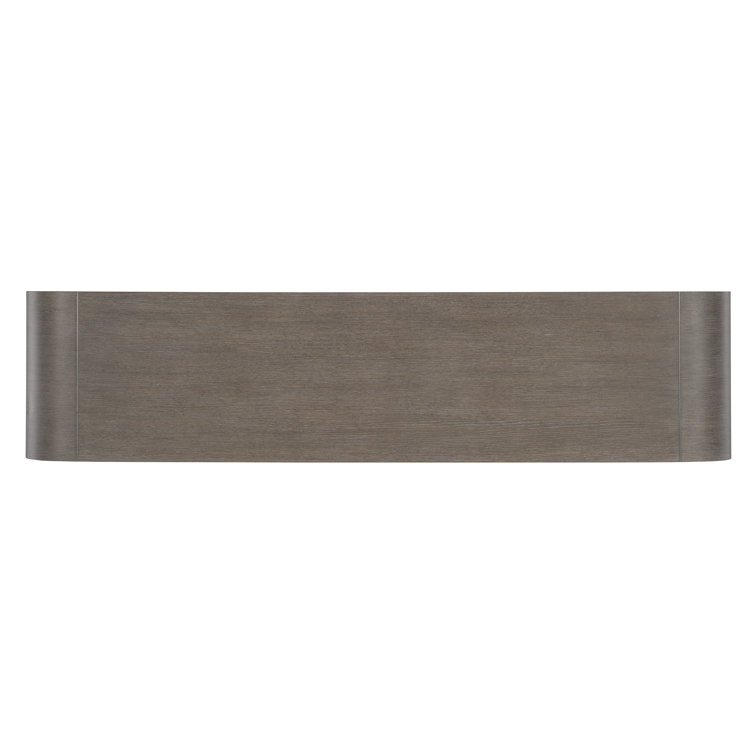 Modern Dark Brown Oak Veneer Sideboard with Metal Base