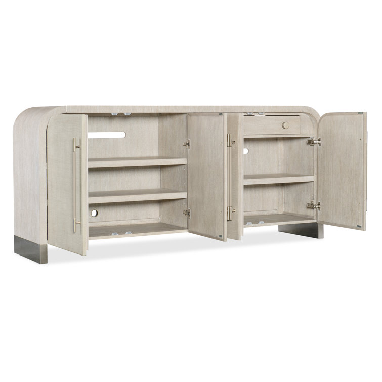 Modern 80'' Brown Oak Sideboard with Raffia Doors