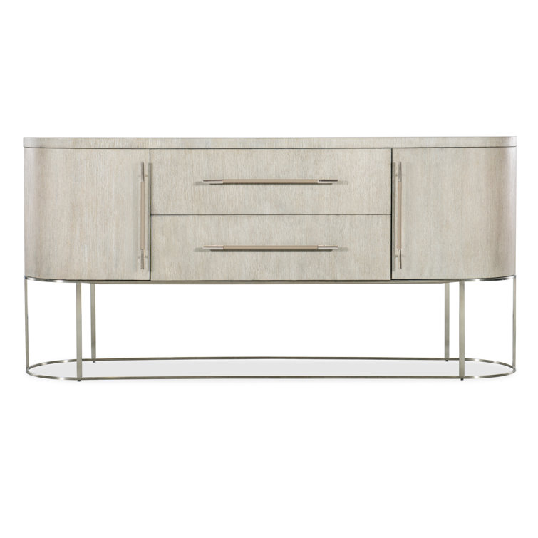 Modern 76'' Brown Oak Sideboard with Metal Base
