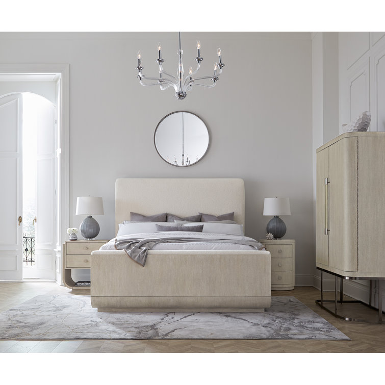 Diamond Finish Oak Veneer Modern Armoire with Mirror