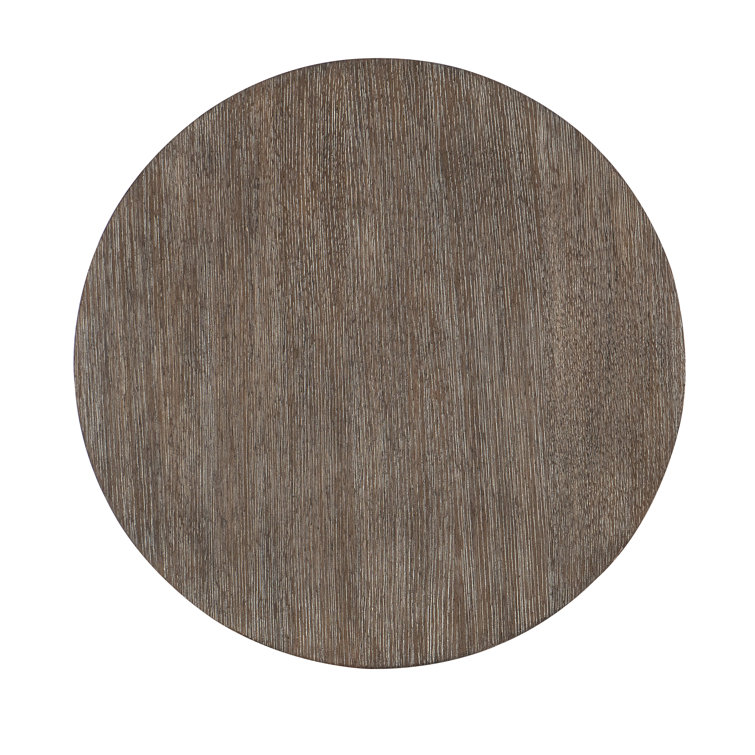 Mink Brown Round Wood and Metal End Table with Storage