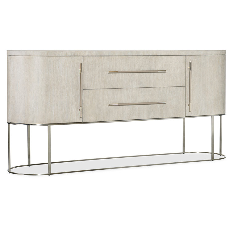 Modern 76'' Brown Oak Sideboard with Metal Base