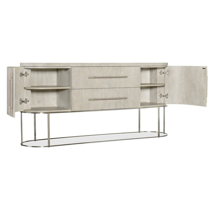 Modern 76'' Brown Oak Sideboard with Metal Base