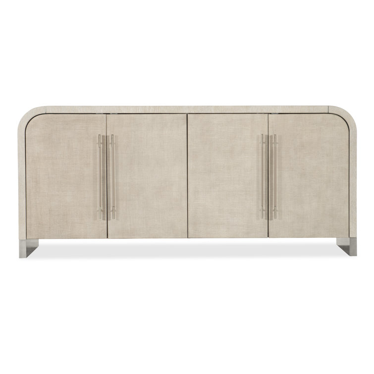 Modern 80'' Brown Oak Sideboard with Raffia Doors